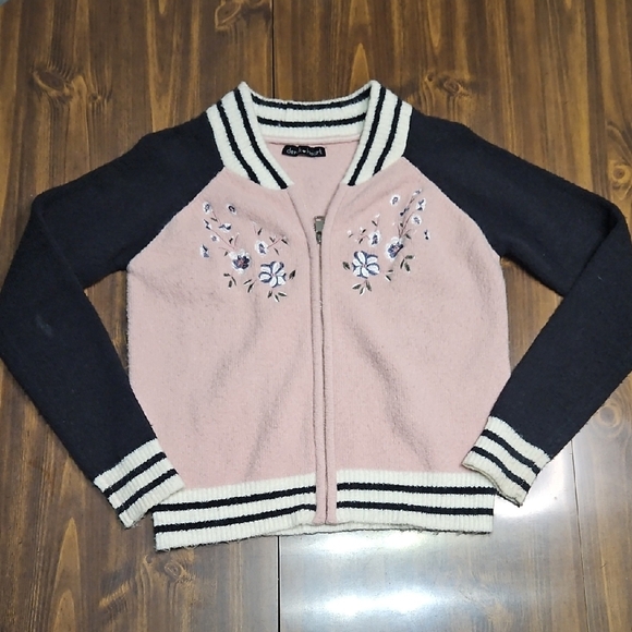 Pink and Black Floral Embroidered Jacket - Picture 1 of 12